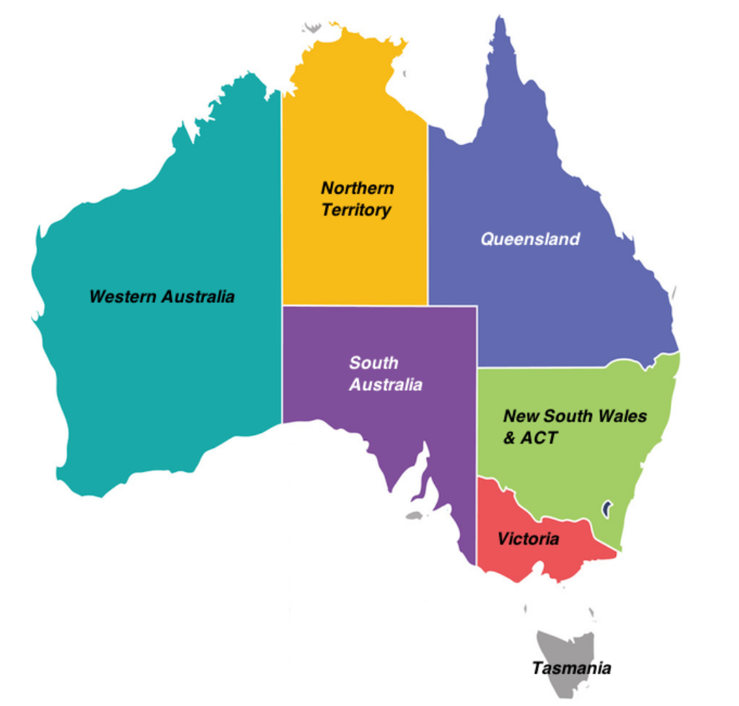 map of australia states and territories