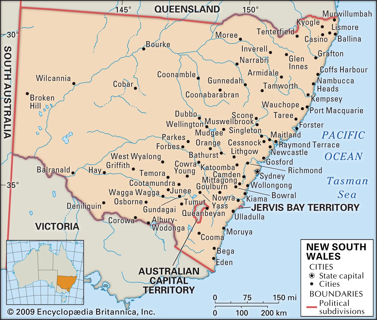 Map of New South Wales